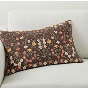 NWT POTTERY BARN ZEA Embroidered floral plum purplish brown Pillow cover 16x26